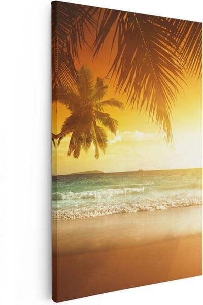 Artaza Canvas Schilderij Zeezicht - 20x30 cm - Klein - Wanddecoratie Woonkamer - Muurdecoratie Strand - Kamer Accessoires Palmbomen