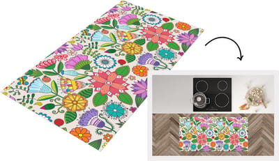 Keukenloper - Loper keuken - Bloemen - Regenboog - Vlinder - Design - 120x60 cm - Keukenloper vinyl