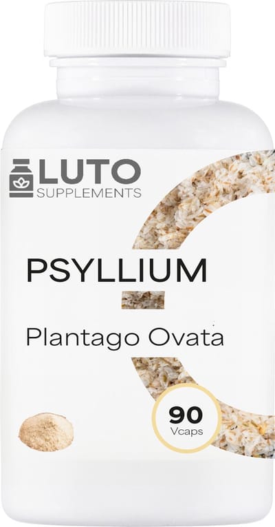Psylliumvezels capsules - Psyllium Husks Vezel Supplement 1200mg per dosering - 90 Vcaps, 100% Pure Plantago Ovata Plantenzaden, goed voor darmspoeling en -reiniging* - LUTO Supplements