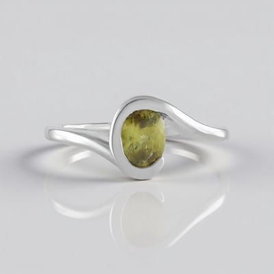 Cavill - Zilveren ring met 0,618 ct Sfeen - 925 Sterling Zilver Platina - Ovale briljantslijping - Elegante Bezel Zetting