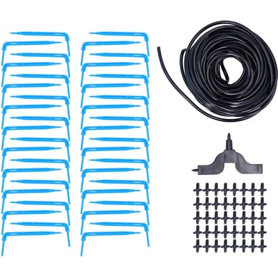 Druppelirrigatie Kit 15m Watergeef Druppelslang Set Tuin Kas Zaailing Accessoire black