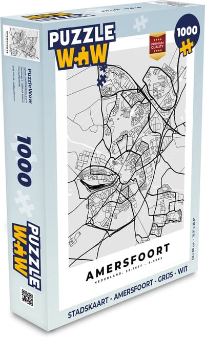 Puzzel Stadskaart - Amersfoort - Grijs - Wit - Legpuzzel - Puzzel 1000 stukjes volwassenen - Plattegrond