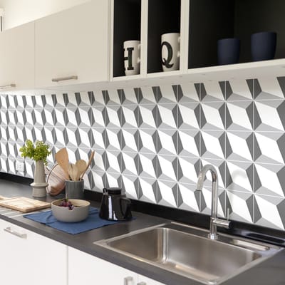 Zelfklevende tegelmuurstickers voor keuken en badkamer - 30 geometrische cementtegelstickers - 30 stickers 20x20cm