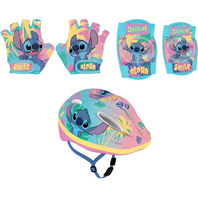 Lilo & Stitch fietsset; handschoenen, helm en knie- en elleboogbeschermers