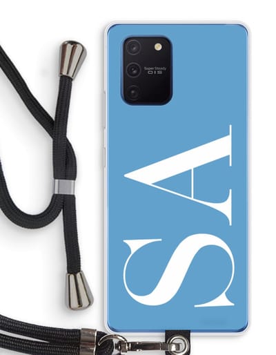 Gepersonaliseerd - Case Company® - Hoesje met koord geschikt voor Samsung Galaxy Note 10 Lite hoesje met Koord - Monogram N°2 - Telefoonhoesje met Zwart Koord - Bescherming aan alle Kanten en Over de Schermrand