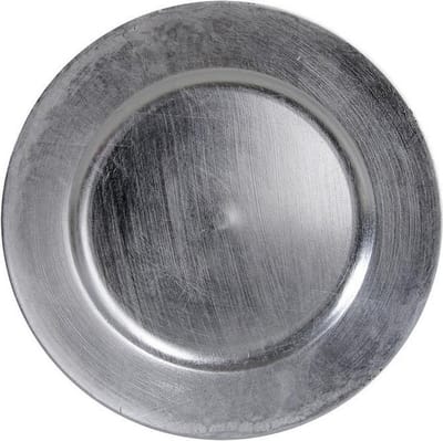 Othmar Decorations Kaarsenbord - zilver glimmend - D33 cm - kunststof - kaarsen onderborden