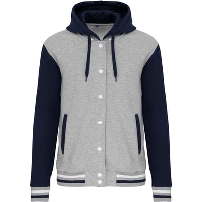 Kariban College jacket met capuchon unisex K4003 - Oxford Grey / Navy / White - L