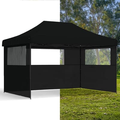 Partytent opvouwbaar - Paviljoen - 3x4 - Easy up - Waterdicht - met Zijwanden - Weerbestendig - Zwart