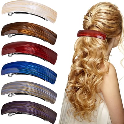 Haarspeld - Haar Accessoire - Haarclip - Gebogen Platte Clips - Platte Klauwclip voor Vrouwen - Sterke Grip - Geschikt Voor Dik en Dun Haar - Klassieke Retro - Geschikt Voor Vrouwen en Meisjes - Fluorescent terms, 6 pieces