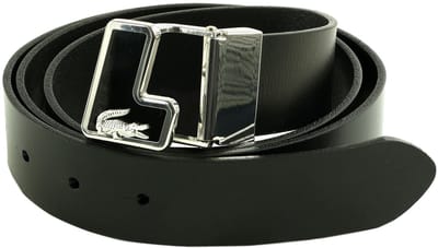 LACOSTE Leren Riem Plain Leather Belt W95 Noir Zwart