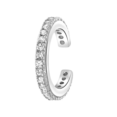 Lucardi Dames Earcuff zirkonia - Oorbellen - Cadeau - Echt Zilver - Zilverkleurig