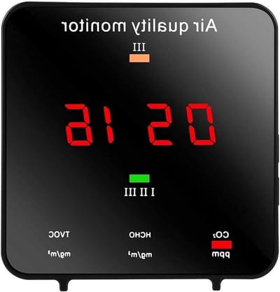 Luchtkwaliteit Sensor - Luchtmeter Formaldehyde - Binnenlucht Monitoren - Meet 4 Stoffen - 68x70x40mm - Zwart