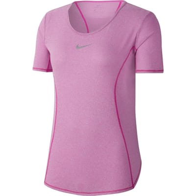 Nike Nk 10K Top Ss Sportshirt Dames - Fire Pink/Htr/Reflective Silv - Maat L