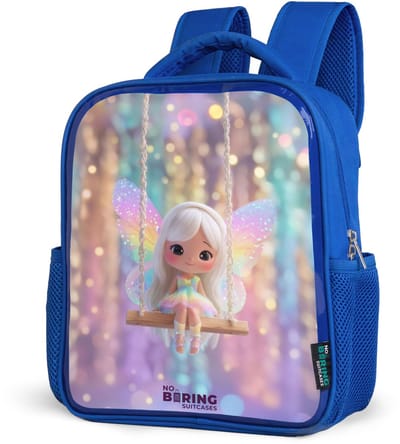 NoBoringSuitcases.com® - Rugzak blauw - Schooltas jongens - Fee op schommel - Kinder rugtas jongen - Boekentas kind - Kinderrugzak voor school - Schoolrugzak