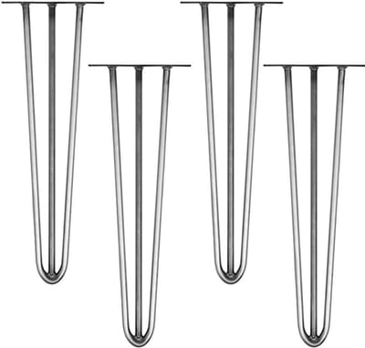 Set van 4 Haarspeld Tafelpoten 25 cm Zwart of Grijs Stalen Meubelpoten Inclusief Vloerbeschermers