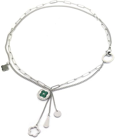 Ketting - Klaver - RVS - Lengte 41 cm - Zilverkleurig