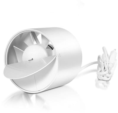 150mm afzuigventilator - PVC-kanaalventilator - Wit - Afzuigventilator met zeven bladen - Ingebouwde retourluchtgeleider - IPX2 waterdicht