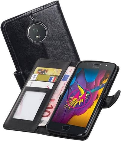 Hoesje Geschikt voor Motorola Moto G5 Plus - Portemonnee hoesje booktype wallet case Zwart