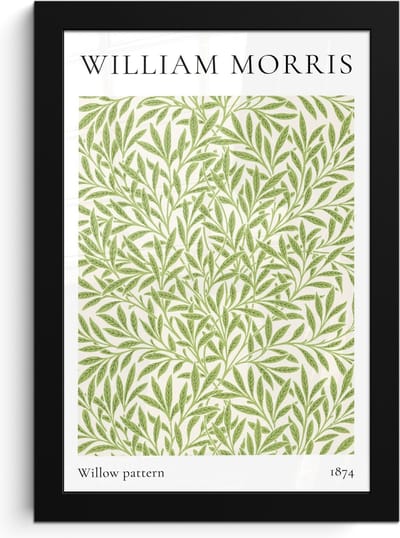 Poster in lijst - Fotolijst 20x30 cm - Posters - William Morris - Willow pattern - Abstract - Natuur - Posterlijst zwart - Decoratie - Wanddecoratie woonkamer - Muurdecoratie slaapkamer
