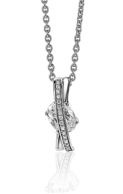 Zinzi zilveren luxe cross-over hanger 18mm witte zirkonia ZIH2190