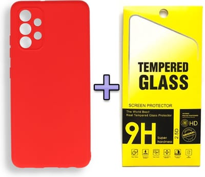 HB Hoesje Geschikt voor Samsung Galaxy A32 5G - Rood + Tempered Glazen Screenprotector - Siliconen Back Cover