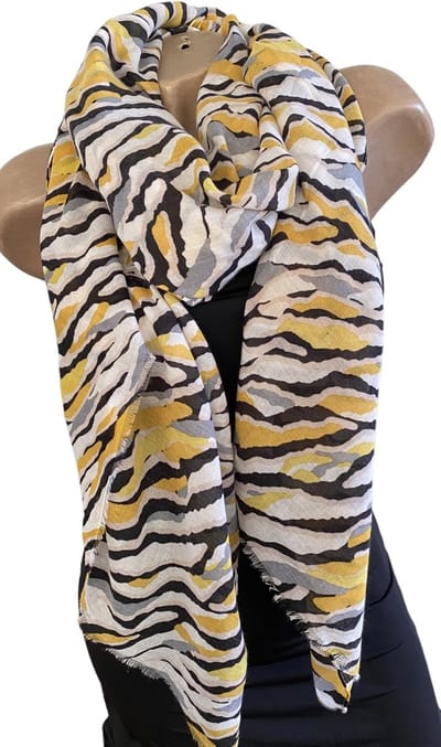 Dames sjaal lang met dierenprint 0296 Yellow