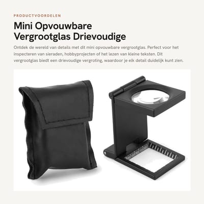 Dailygoods- Vergrootglas Drievoudige Vergroting - Opvouwbaar - Mini - Voor Sieraden - Lichtgewicht - Duurzaam - Loep