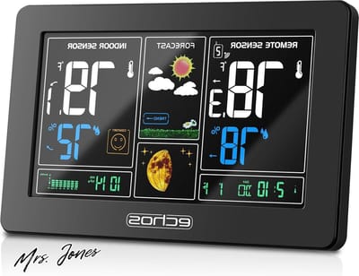 Draadloos Weerstation - Zwart - 20,5 x 13 x 3 cm - Met Kleurendisplay en Alarmfunctie - Voor Binnen en Buiten