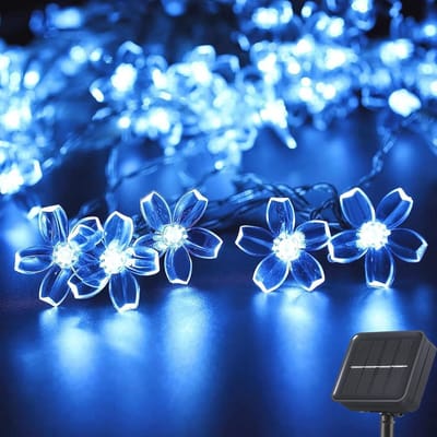 Zonne-energie Lichtsnoer met 50 LED Kersenbloesem, 8 Lichtmodi voor Feestelijke Decoratie