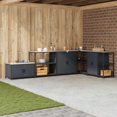vidaXL - Keukenplankeenheid - HATTEM - Antracietkleurig - 90 - x - 50 - x - 92 - cm