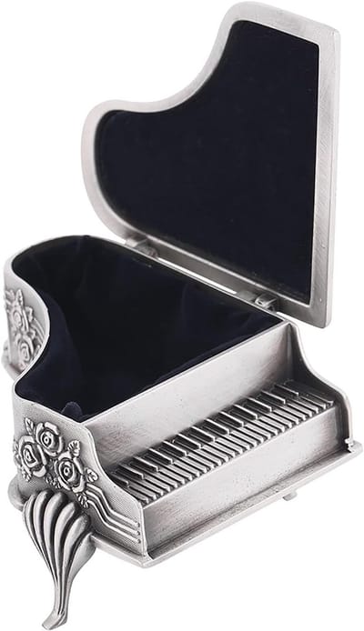 Kleine Sieraden Organizer Box met Piano Vorm en Rozenmotief voor Oorbellen en Kettingen Opslag