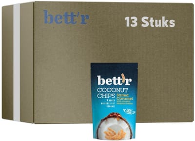 Bett'r | Coconut Chips | Salted Caramel 70g | 13 stuks | 13 x 70g