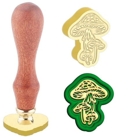 Dailygoods- Zegelstempel Paddenstoel - Waszegelstempel Set - Messing Kop - Houten Handvat - Retro 3D-Reliëf - Voor Uitnodigingen en Decoratie - Waszegel