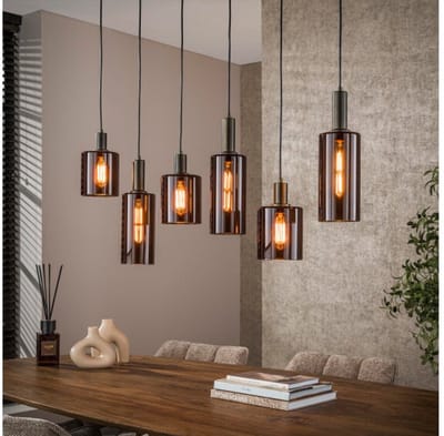 Hanglamp Sepiora 6-lichts Sienna Bruin – Luxe Hotel Chique Verlichting - 118x14x150 cm