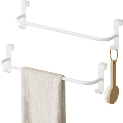 Over de Deur Handdoekrek met 2 Haken, Wandbeugel zonder Boren voor Keuken en Badkamer, 40cm, Set van 2