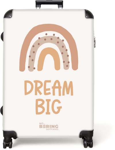 NoBoringSuitcases.com® - Koffer groot - Reiskoffer lichtgewicht - Regenboog met de quote 'Dream Big' - Rolkoffer met 4 wielen - Grote trolley XL - 98 liter bagage