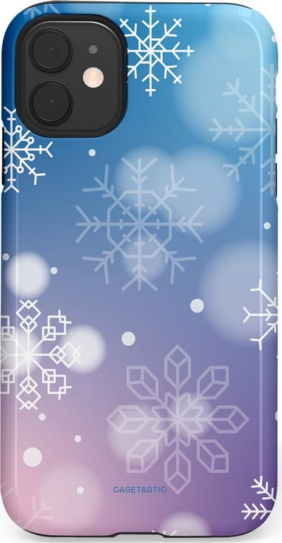 Casetastic hoesje geschikt voor Apple iPhone 11 - Dubbellaagse bescherming - Winterse Sneeuwvlokken - Fashion Case - Lichtblauw Lavendel Lichtgrijs Lichtroze
