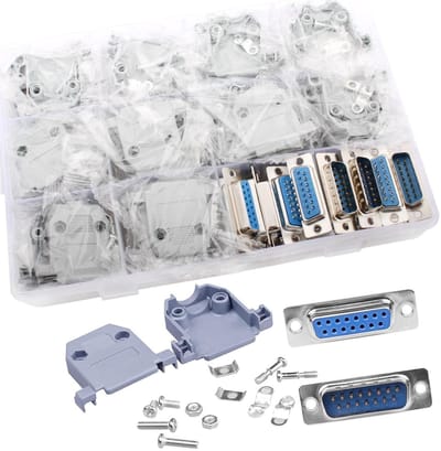 MTTProducts - DB15 Connector - RS232 Adapter - 15 Pin Male/Female - Grijs/Bruin - Kabel Aansluiting - Voor Laptop en PC - Inclusief Bevestigingsmateriaal