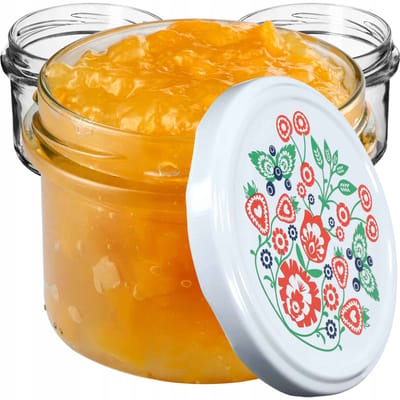 KADAX Kleine Inmaakpotten, 235 ml, Diameter 82, Voor Honing en Specerijen, Jampotten Met Deksel, Luchtdicht, Geschikt Als Cadeau (Folklore 10 Stuks)