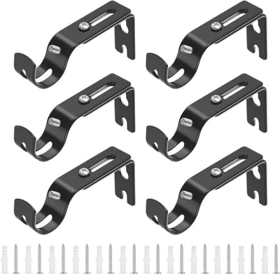 Dailygoods- Gordijnroedehouder Verstelbaar - Gordijnroede Houder - Wandhouder - Gordijn Steun - 6 Stuks - Hoogwaardig IJzer - Gordijnsteun
