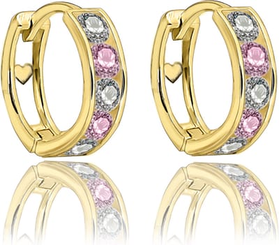Juwelier Zwartevalk - 14 karaat gouden kinder oorbellen met zirkonia 12.111.066/10 mm--