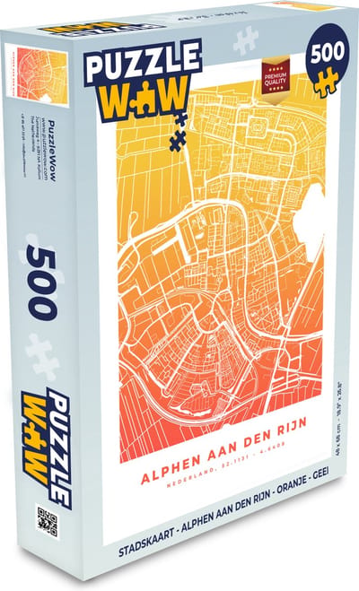 Puzzel Stadskaart - Alphen aan den Rijn - Oranje - Geel - Legpuzzel - Puzzel 500 stukjes - Plattegrond