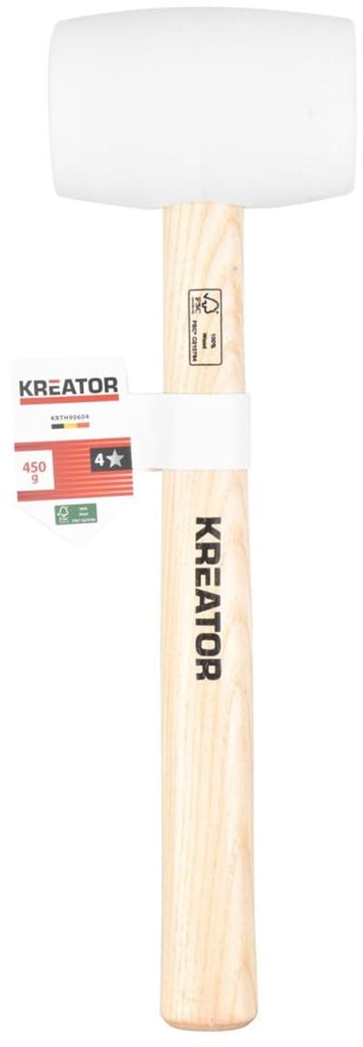 Kreator Hamer KRTH90604 - Rubberen hamer 450g - hout - wit