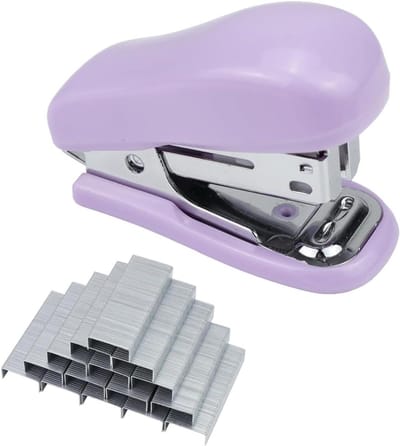 Mini Nietmachine Set - Kleine Nietmachine - Kantoor Schoolwerk - Ingebouwde Nietverwijderaar - 6.7 cm - Paars