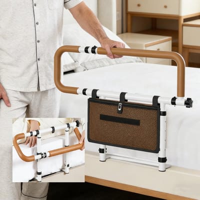 Dailygoods- Opstahulp Opvouwbaar - Bedhekje voor Volwassenen - Antislip Handgrepen - Verstelbaar - Roestvrij Staal - Innovatief Vouwontwerp