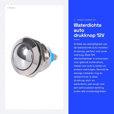 Dailygoods- Drukknop Waterdicht 12V - Auto Drukknopschakelaar - Metalen Drukknop - Afdichting Rubber - Eenvoudige Installatie - Schakelaar