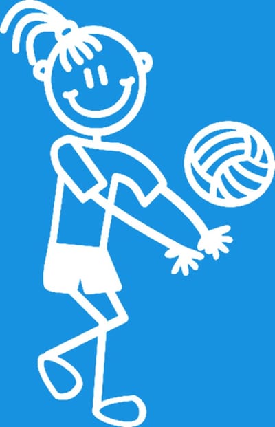 Meisje volleybal - autosticker - wit - 8 cm hoog