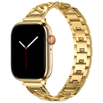 Chain bandje - Geschikt voor Apple Watch 1, 2, 3, 4, 5, 6, 7, 8, 9, 10, 11 (42 mm), SE - 38/40/41 mm - Goud