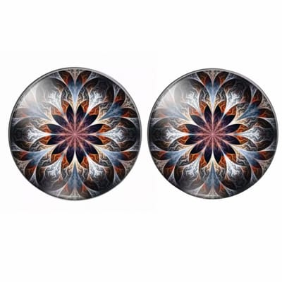 Clip oorbellen bloemmotief 2 cm bruin