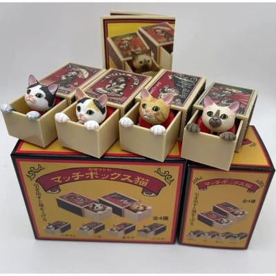 Verstoppertje Veiligheidsluciferdoosje Katten Blind Box Schattige PVC Anime Actiefiguur Creatief Speelgoed Bureau Decoratie Kinderen Verrassingscadeau